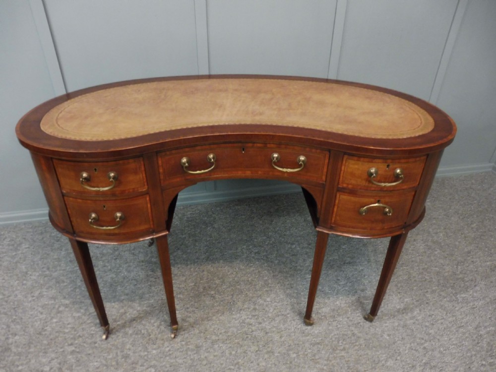 EDWARDIAN INLAID KIDNEY SHAPED DESK View XI