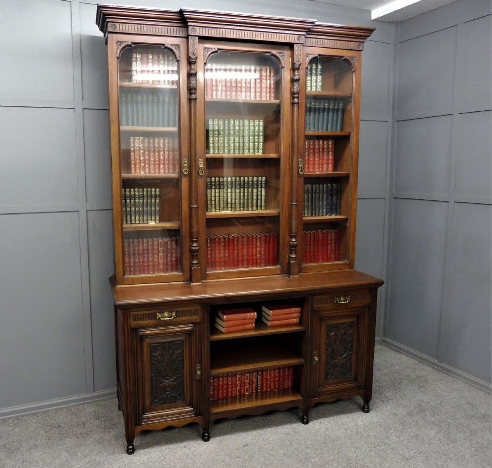 LARGE VICTORIAN WALNUT BOOKCASE