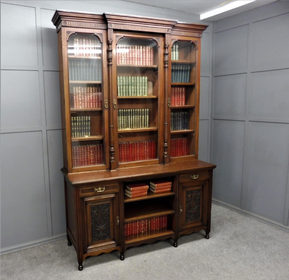 LARGE VICTORIAN WALNUT BOOKCASE View V