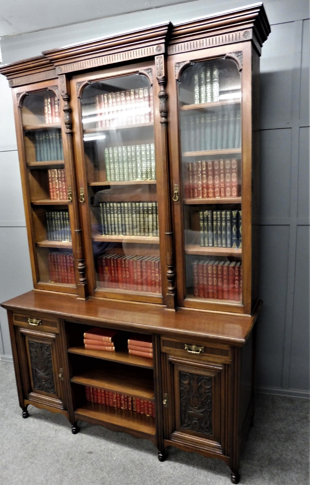 LARGE VICTORIAN WALNUT BOOKCASE View VII