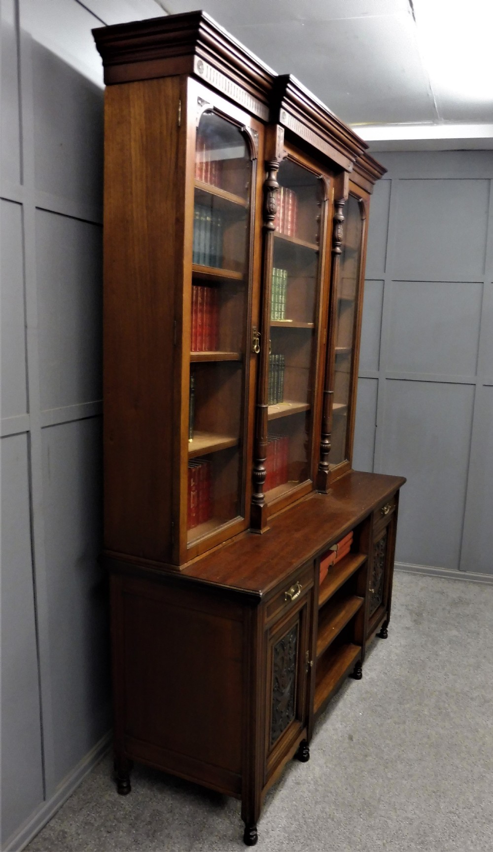 LARGE VICTORIAN WALNUT BOOKCASE View VIII