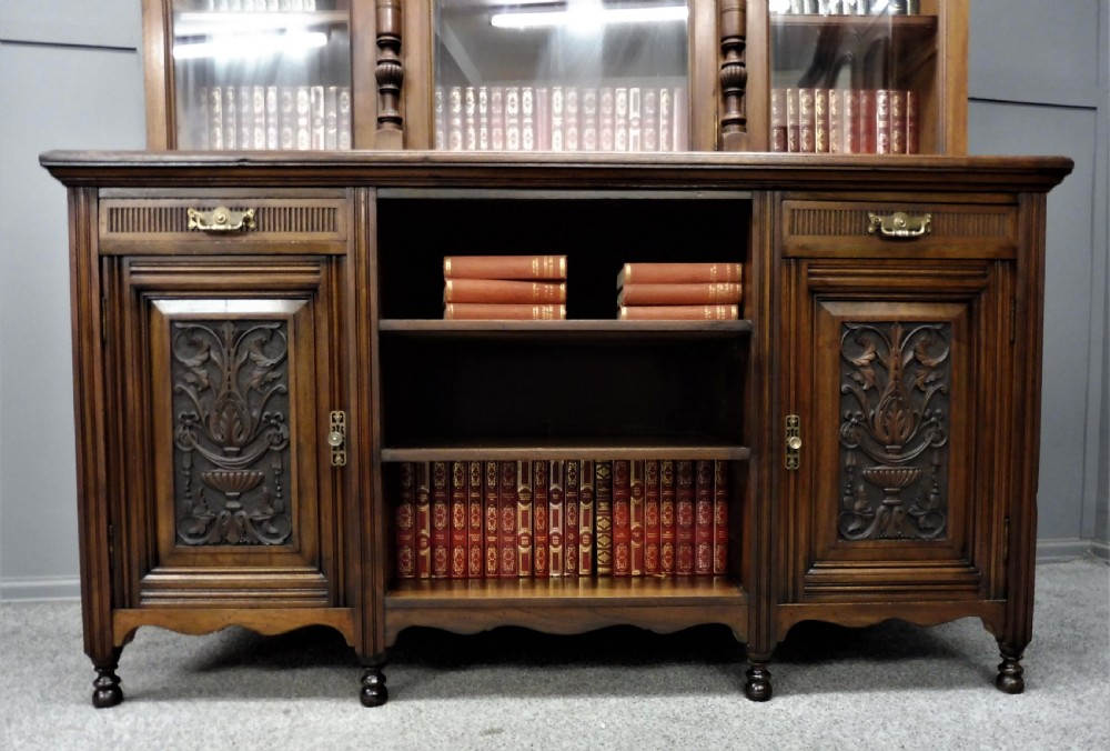 LARGE VICTORIAN WALNUT BOOKCASE View X