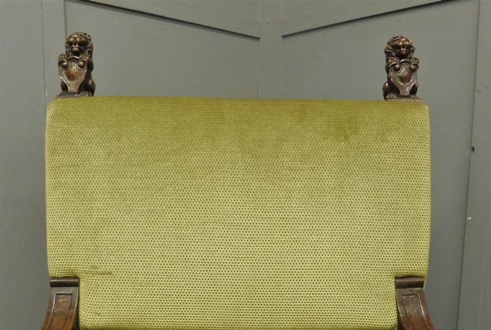 VICTORIAN DESK OR LIBRARY CHAIR WITH LIONS HEAD ARMS View IV