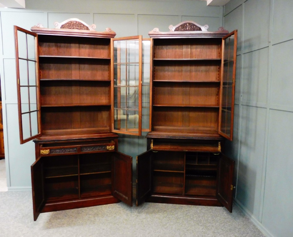 PAIR OF VICTORIAN WALNUT BOOKCASE View II