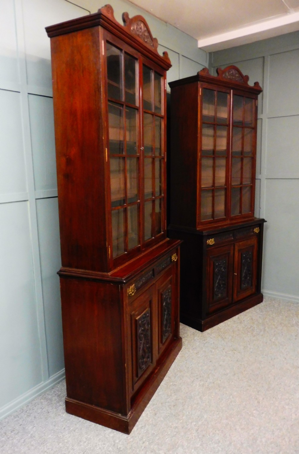 PAIR OF VICTORIAN WALNUT BOOKCASE View X