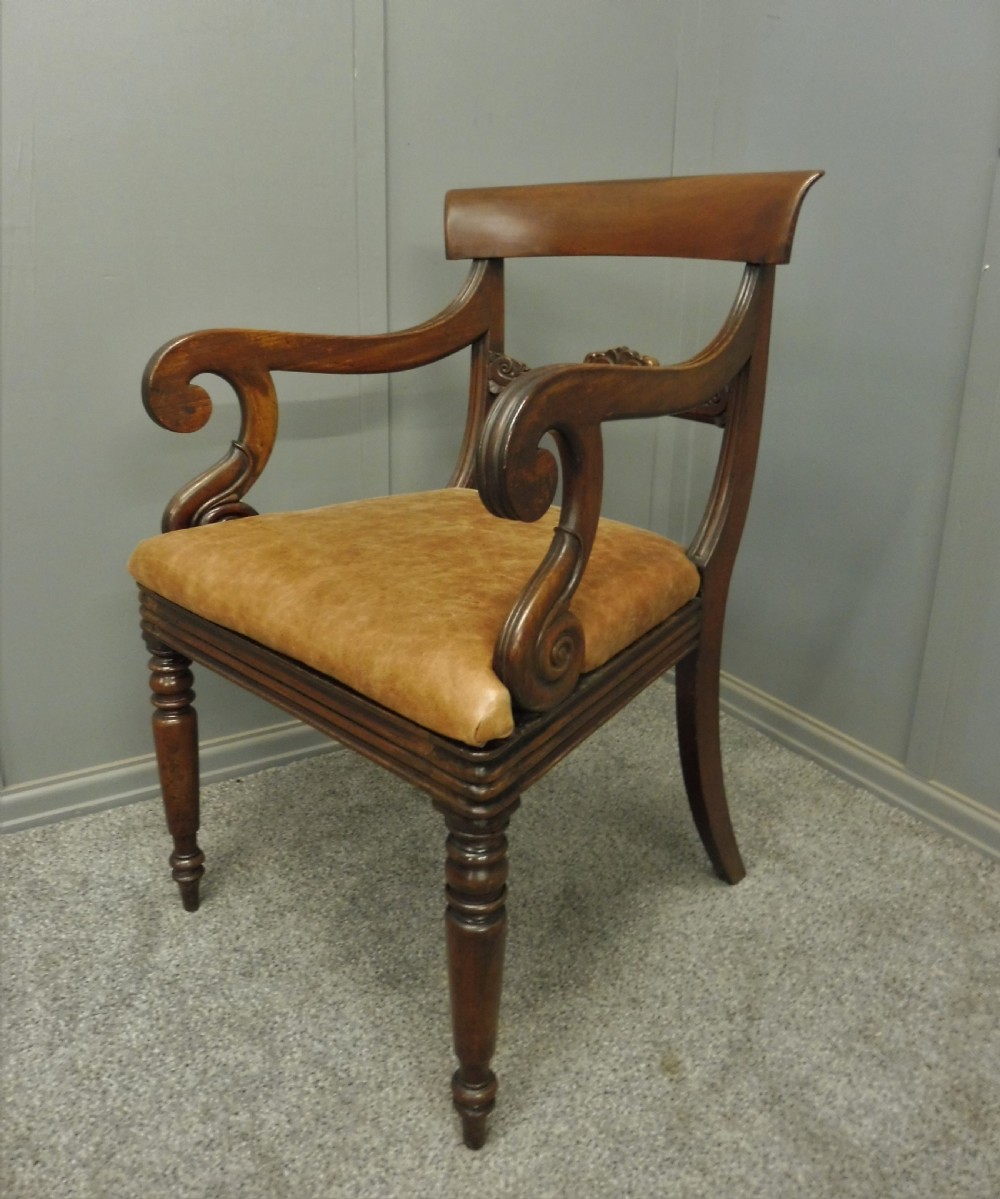 ANTIQUE MAHOGANY DESK OR LIBRARY CHAIR View III