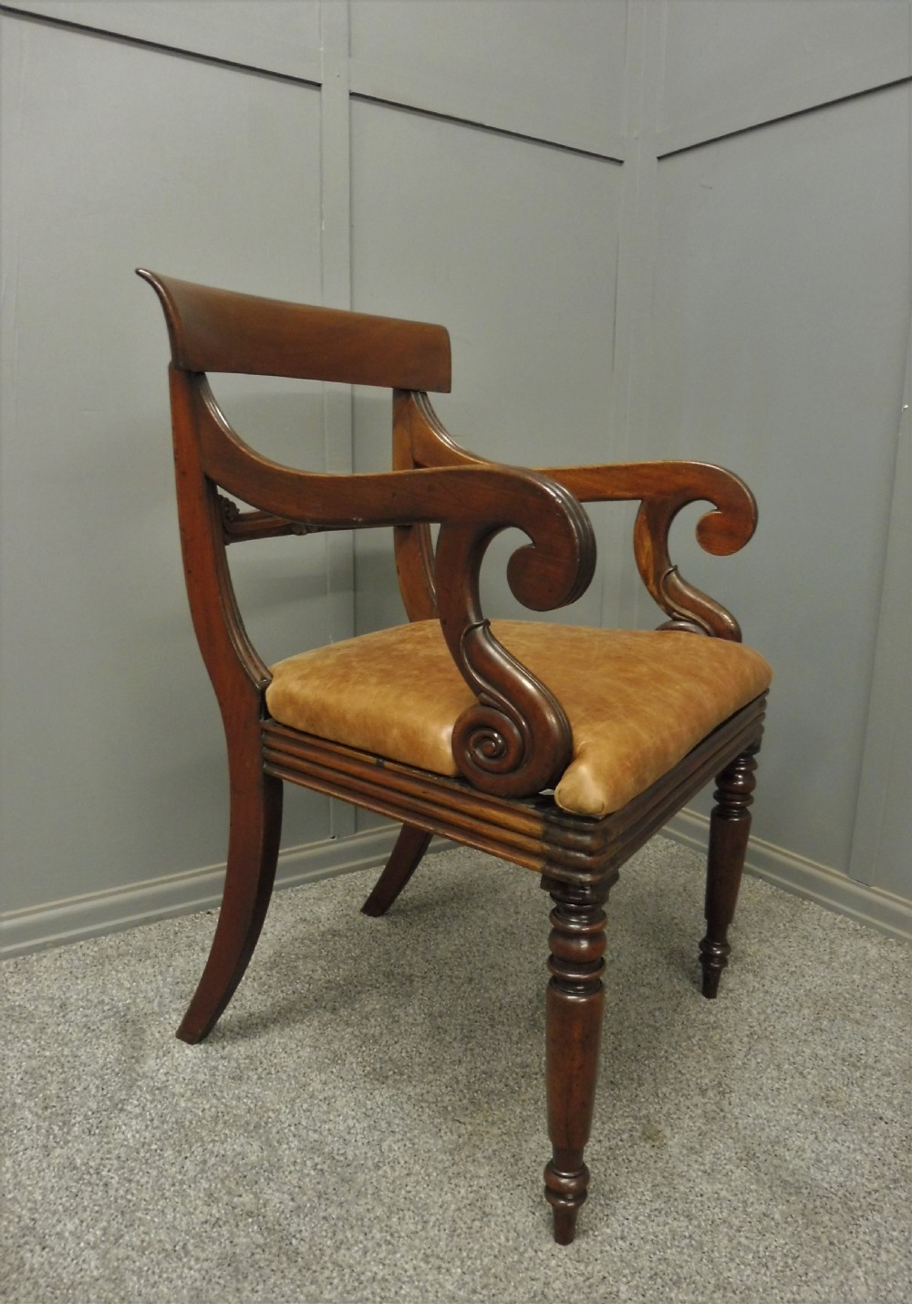 ANTIQUE MAHOGANY DESK OR LIBRARY CHAIR View IV