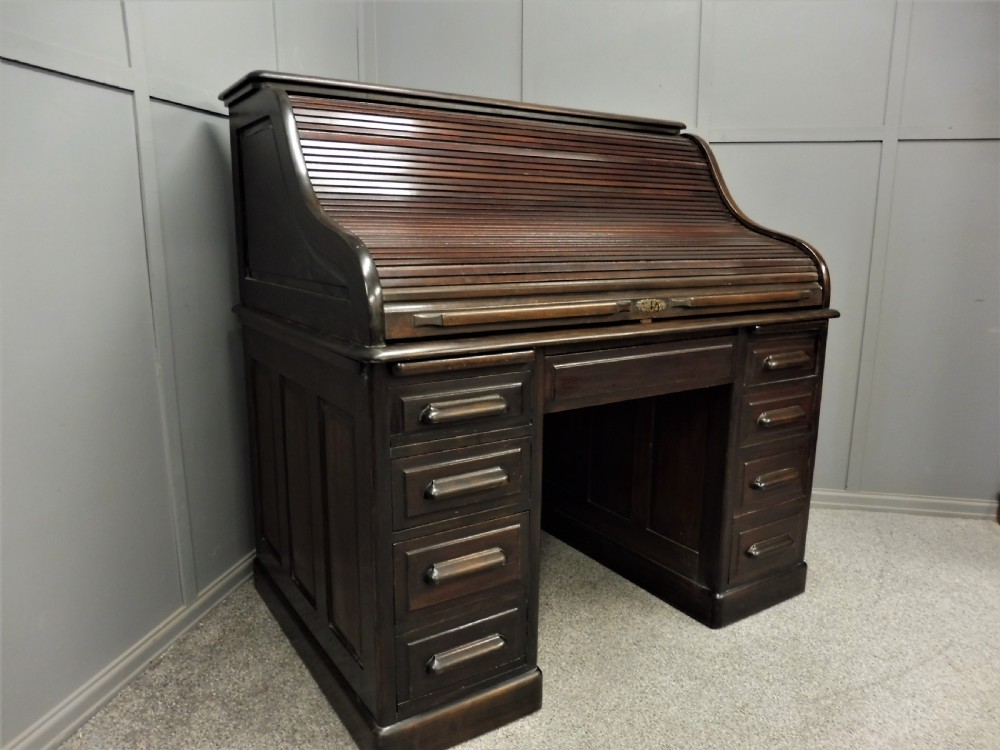 EDWARDIAN MAHOGANY ROLL TOP DESK