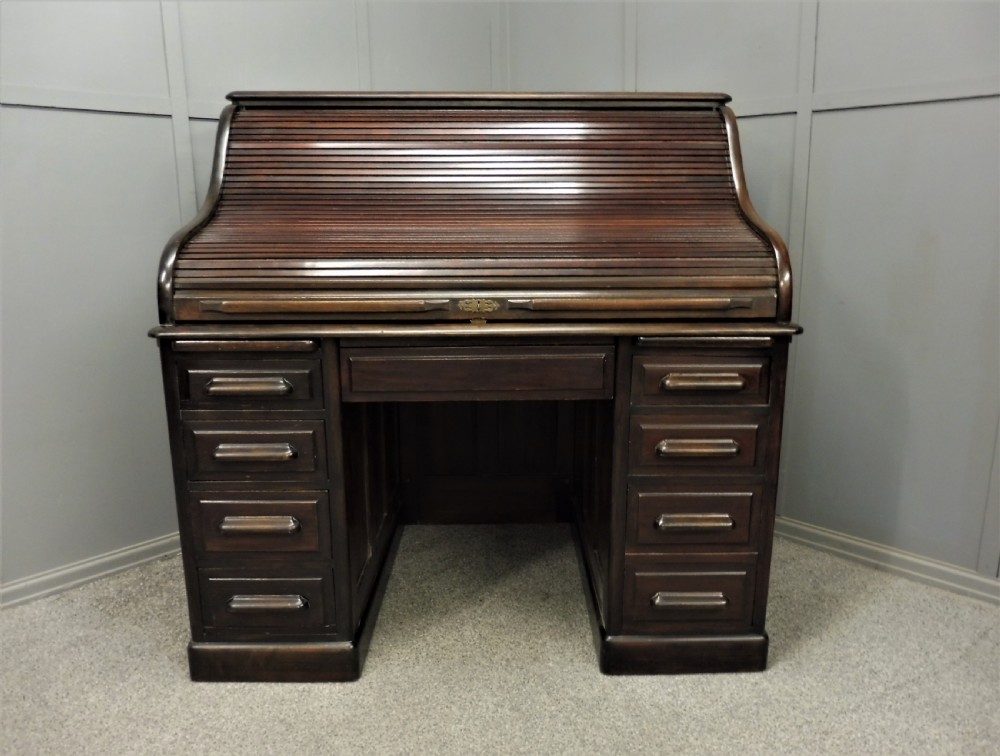 EDWARDIAN MAHOGANY ROLL TOP DESK View II