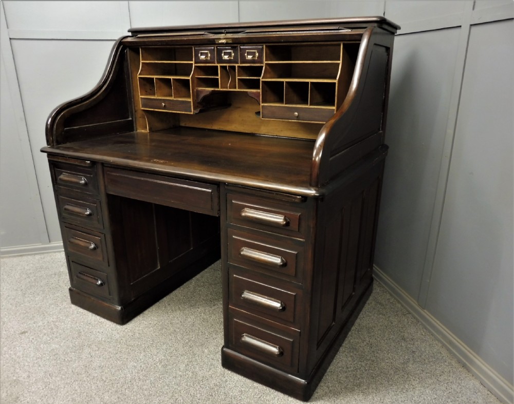 EDWARDIAN MAHOGANY ROLL TOP DESK View IV