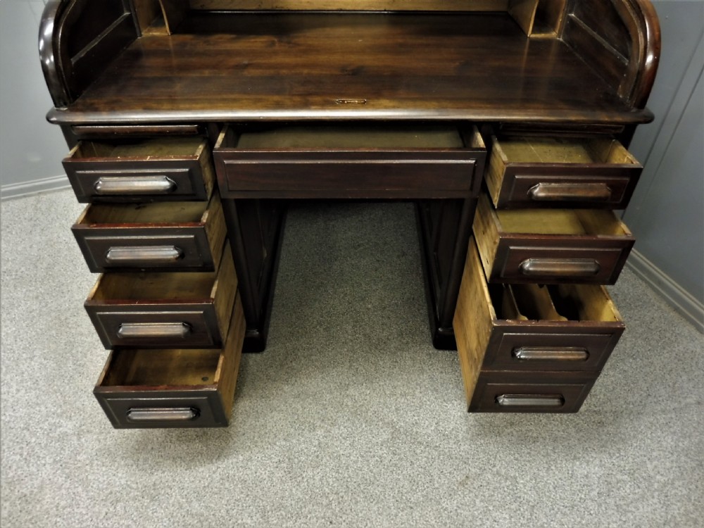 EDWARDIAN MAHOGANY ROLL TOP DESK View VIII