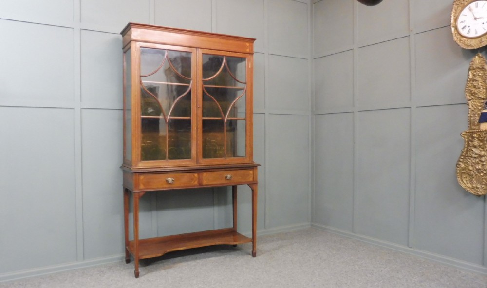 EDWARDIAN INLAID MAHOGANY DISPLAY/COLLECTORS CABINET