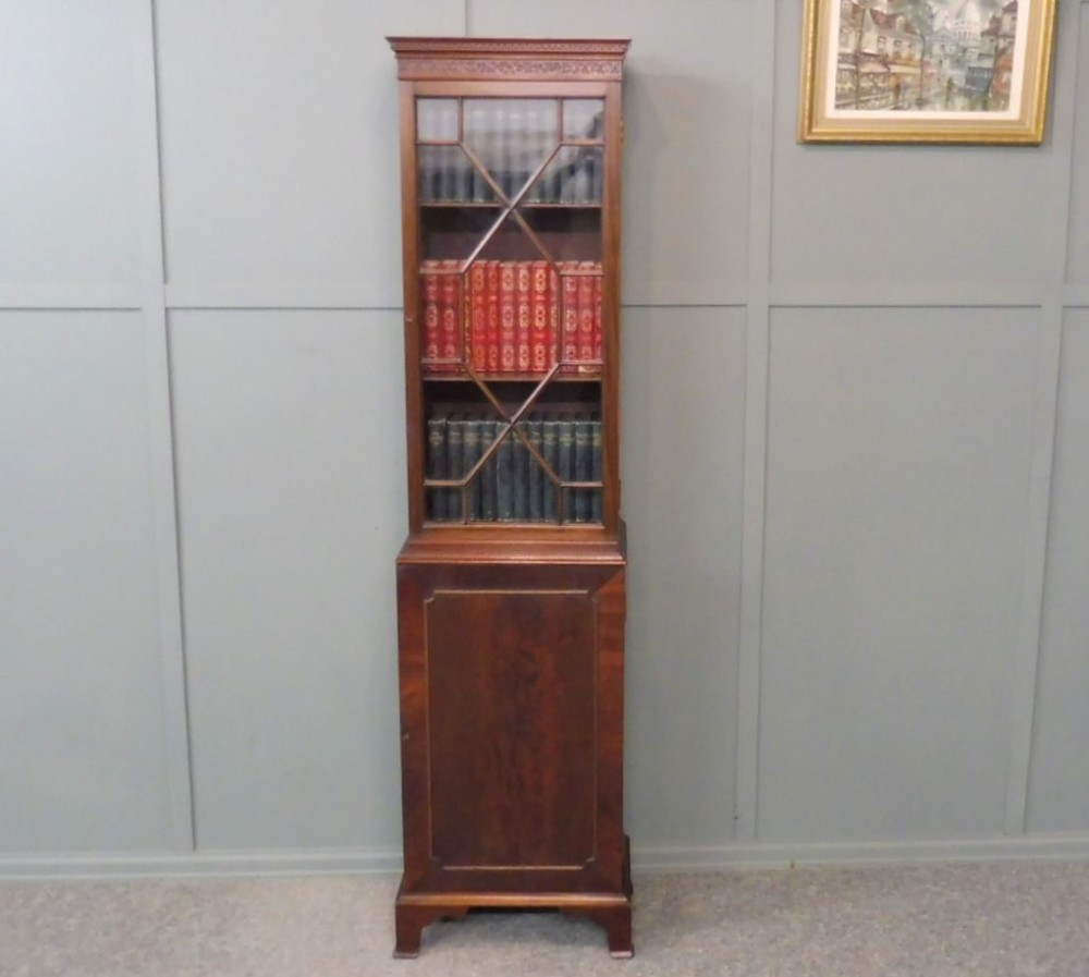 SLIM EDWARDIAN MAHOGANY BOOKCASE