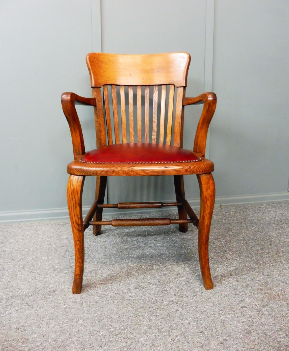 EDWARDIAN OAK OFFICE ARM CHAIR View II