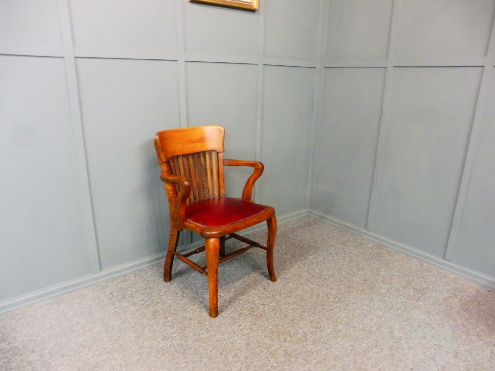 EDWARDIAN OAK OFFICE ARM CHAIR View X