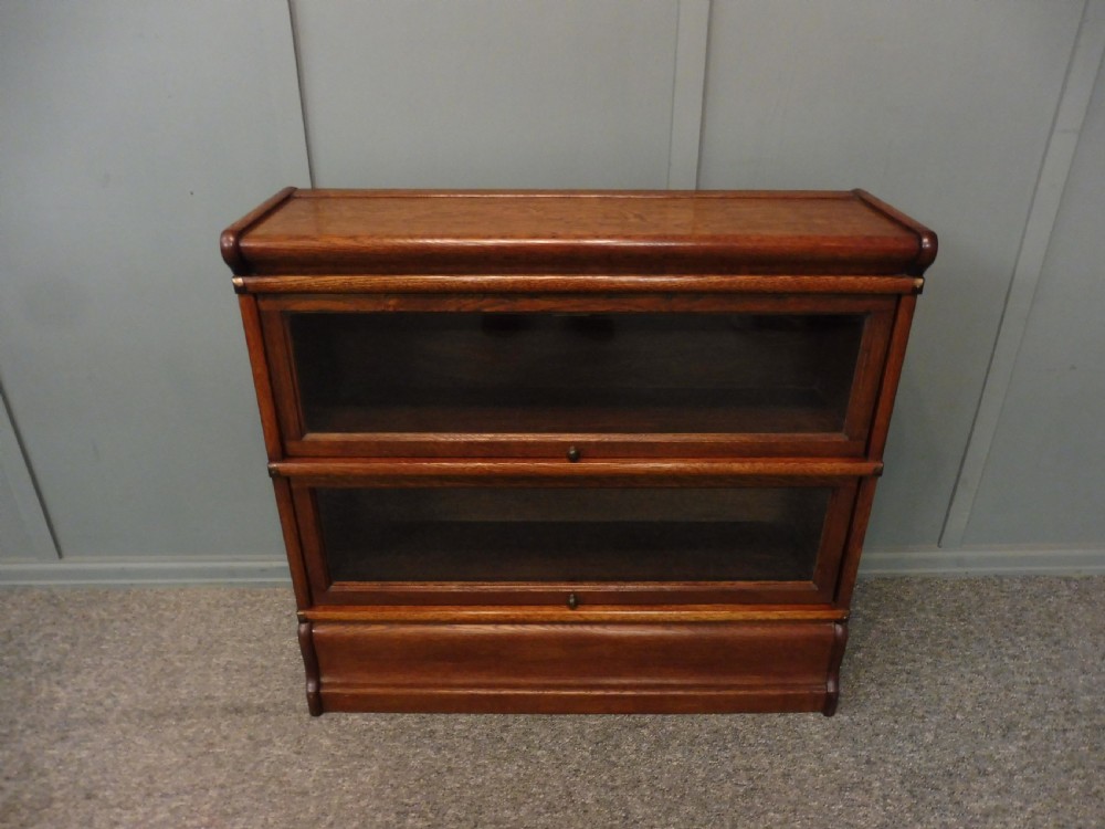 OAK 2 SECTION GLOBE WERNICKE BOOKCASE View II