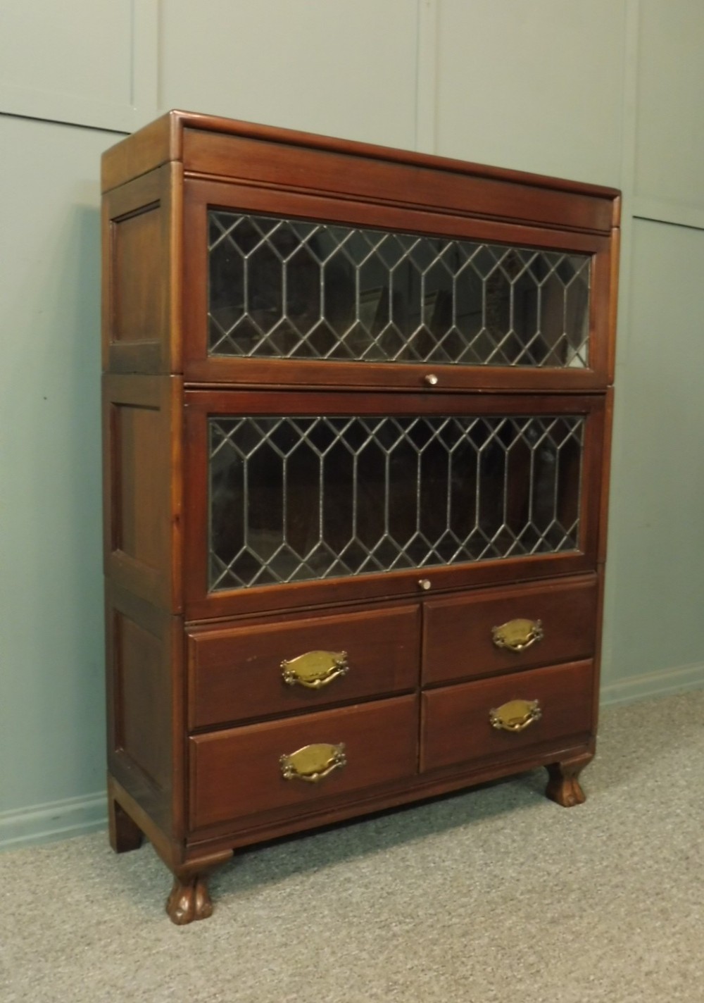 MAHOGANY GLOBE WERNICKE STYLE SECTIONAL STACKING BOOKCASE