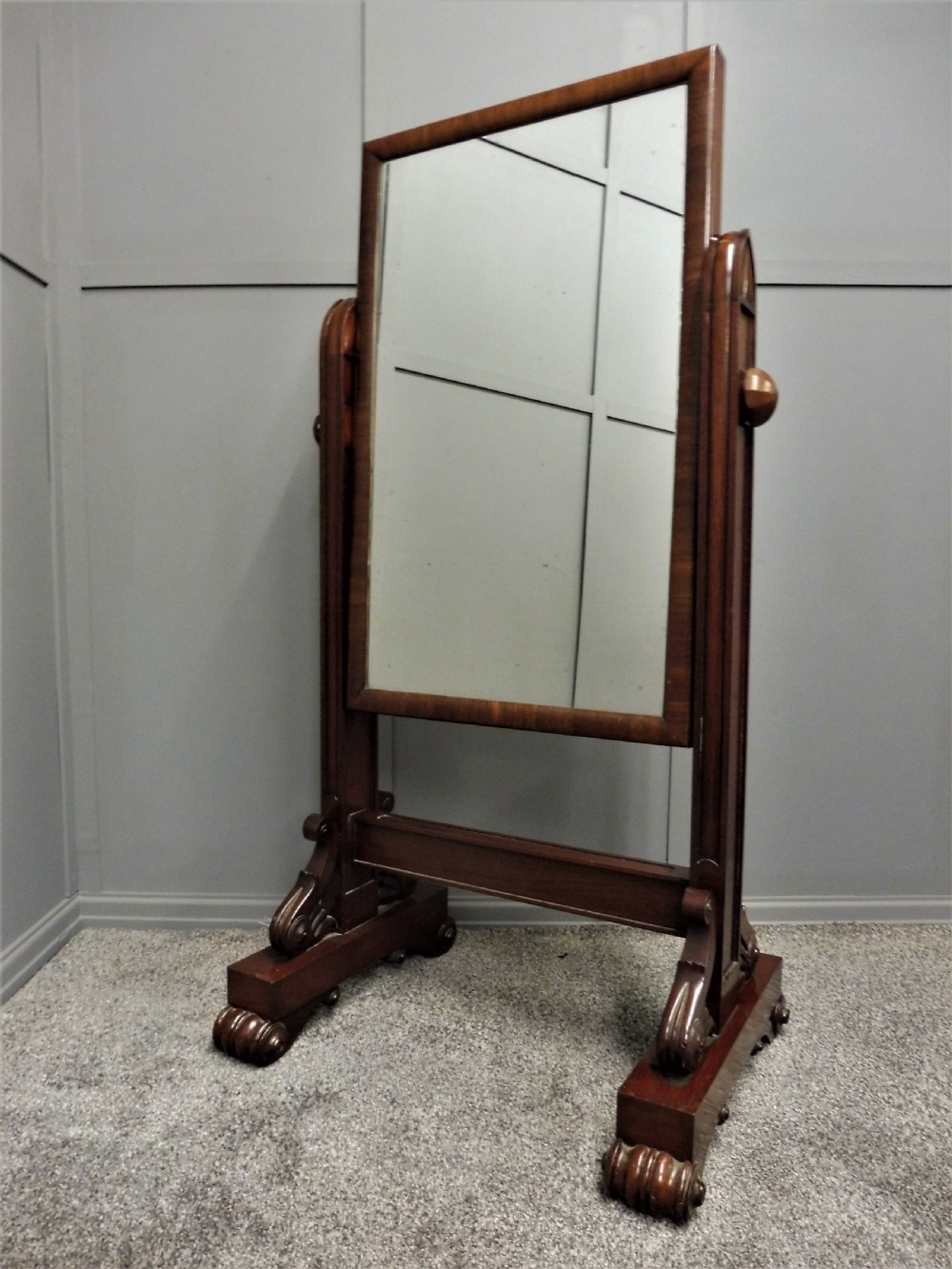 VICTORIAN MAHOGANY FLOOR STANDING CHEVAL MIRROR View IV