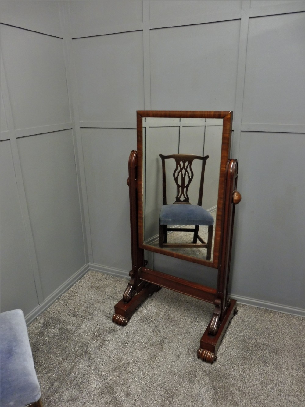 VICTORIAN MAHOGANY FLOOR STANDING CHEVAL MIRROR View VI