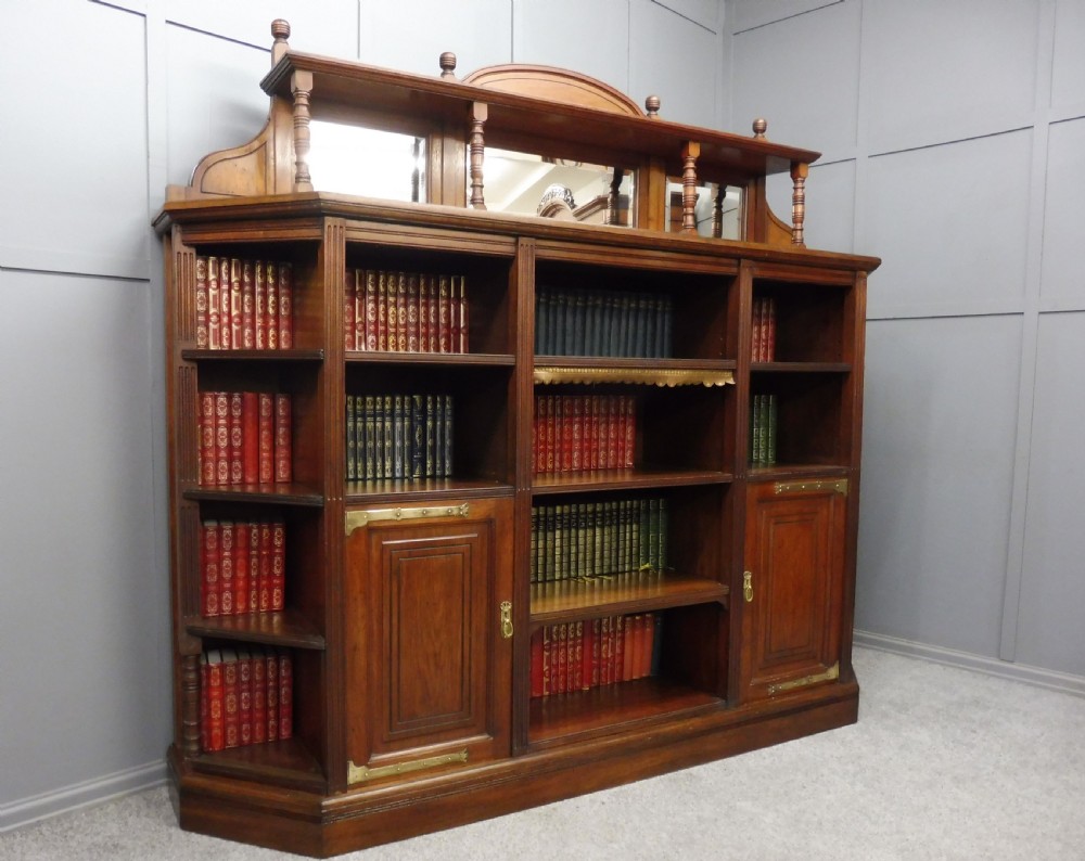 LARGE VICTORIAN WALNUT ARTS AND CRAFTS BOOKCASE