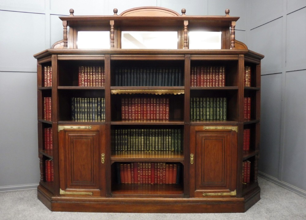 LARGE VICTORIAN WALNUT ARTS AND CRAFTS BOOKCASE View II