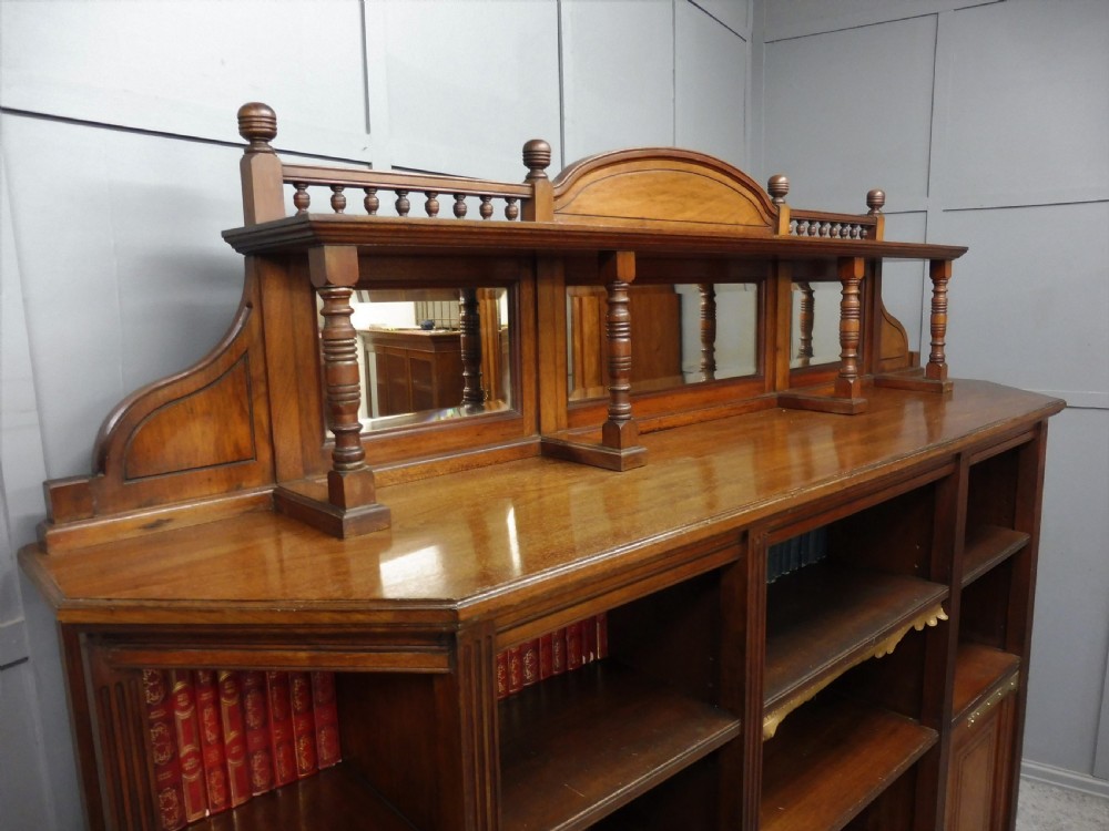LARGE VICTORIAN WALNUT ARTS AND CRAFTS BOOKCASE View VI