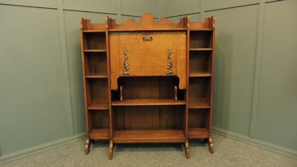 OAK ARTS AND CRAFTS BUREAU BOOKCASE