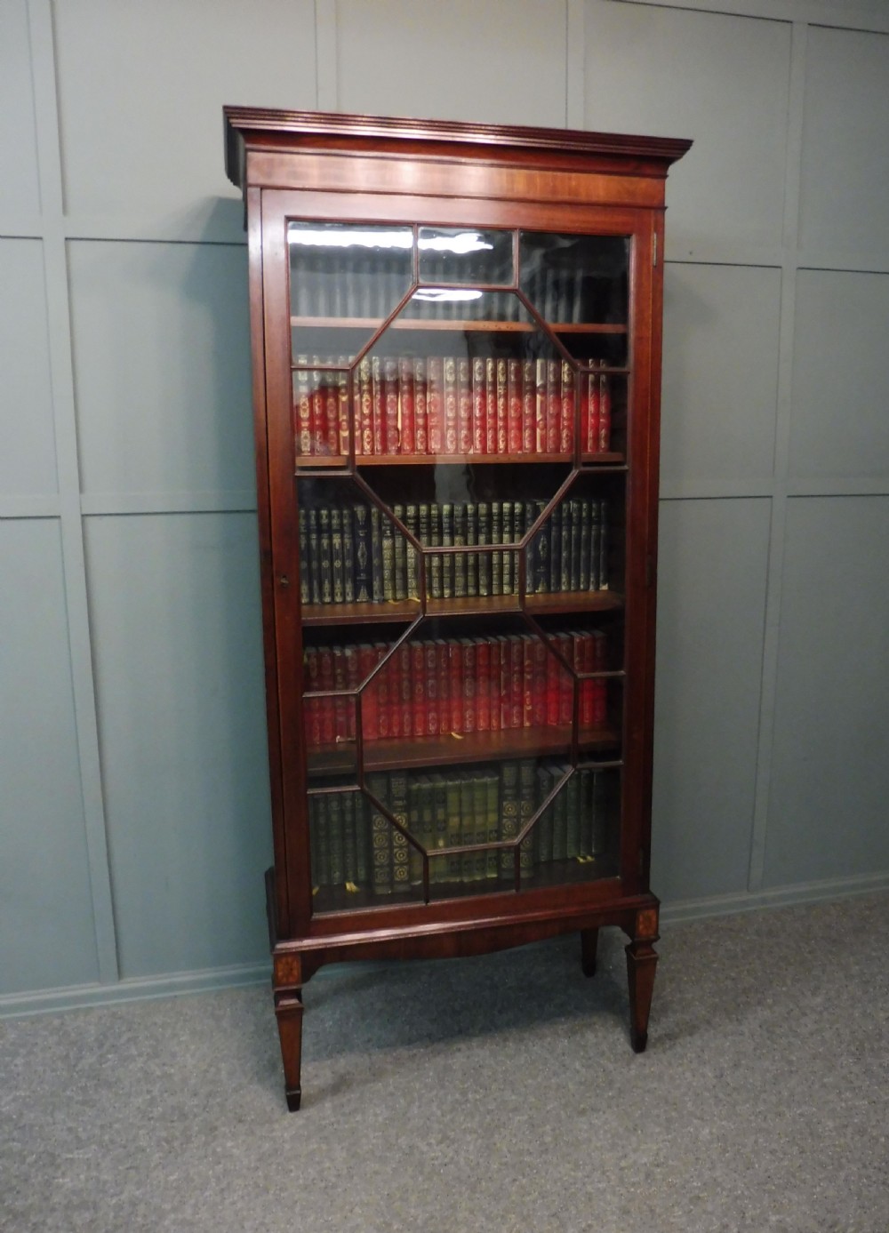 SLIM 19TH CENTURY MAHOGANY INLAID BOOKCASE View II