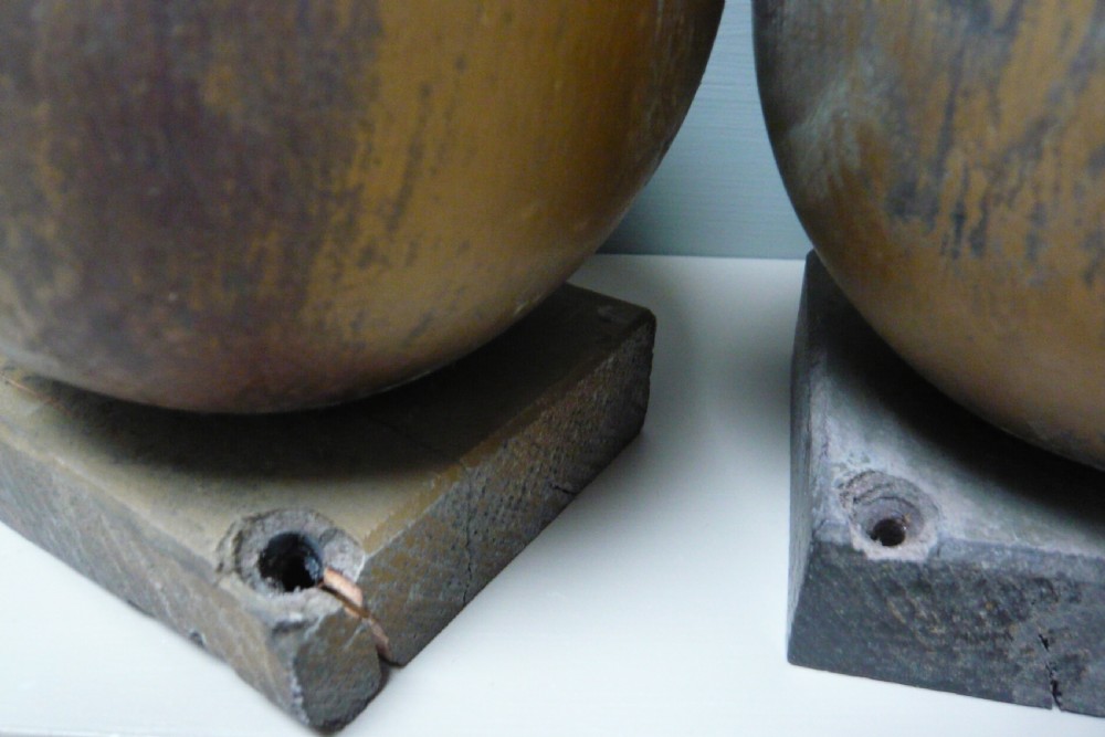 Pair of Large Golden Balls Solid Oak View IV
