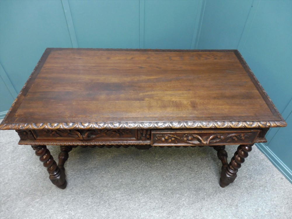 19TH CENTURY CARVED OAK DESK USED IN TV SERIES GENTLEMAN JACK View V