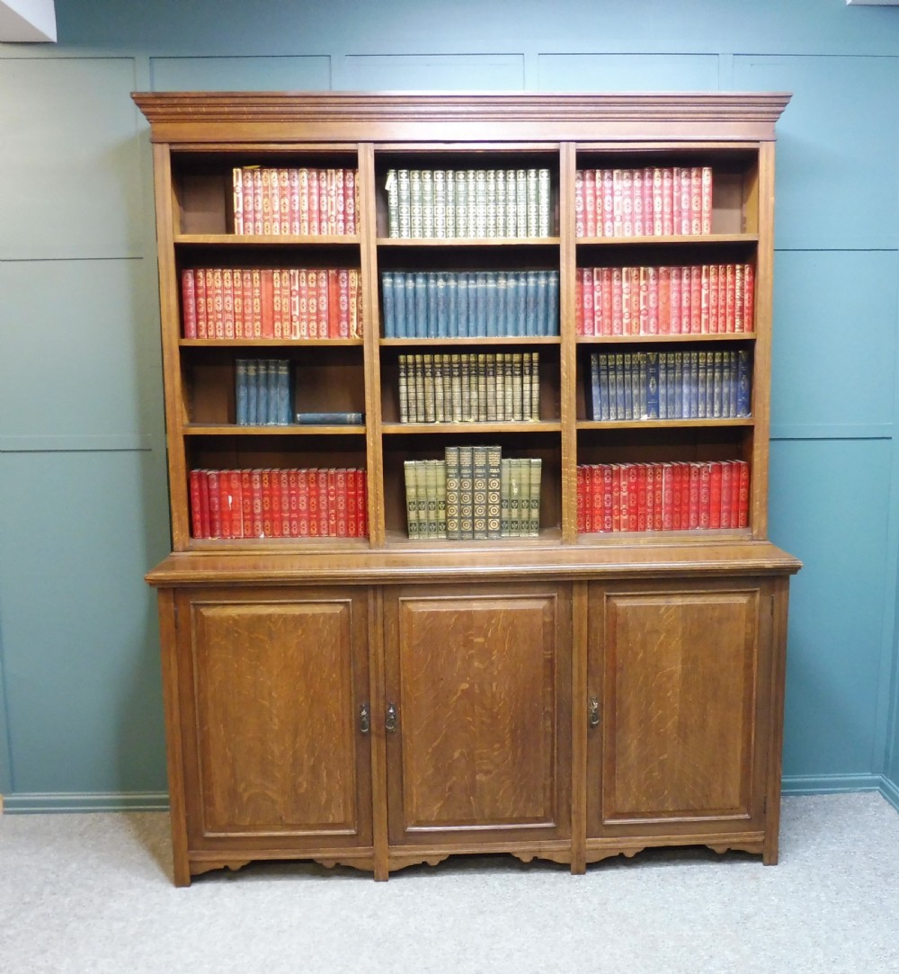 LARGE ANTIQUE OAK OPEN TOP BOOKCASE