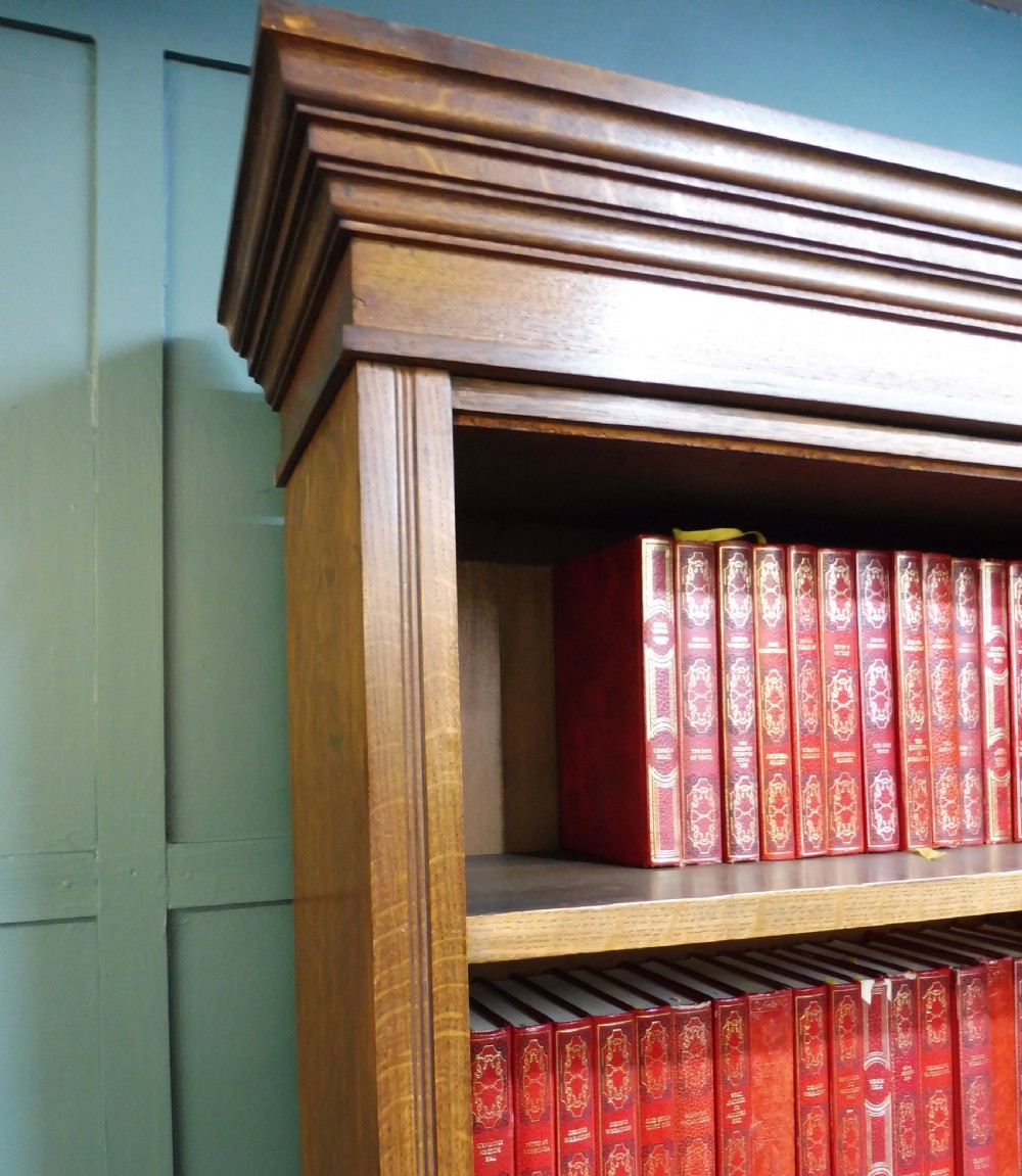 LARGE ANTIQUE OAK OPEN TOP BOOKCASE View X