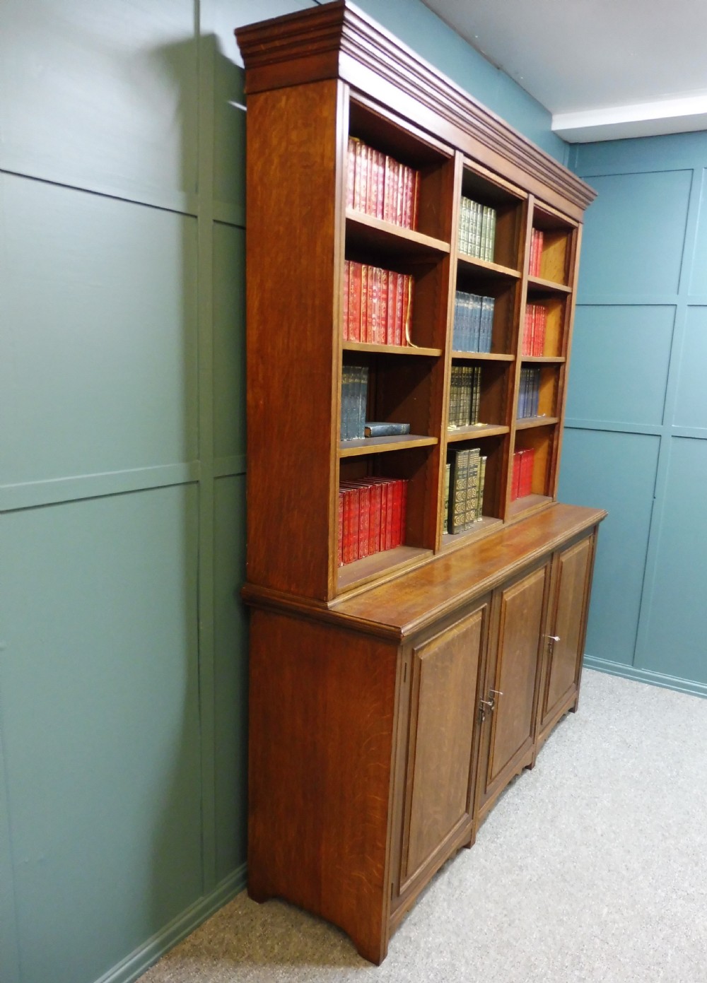 LARGE ANTIQUE OAK OPEN TOP BOOKCASE View XI