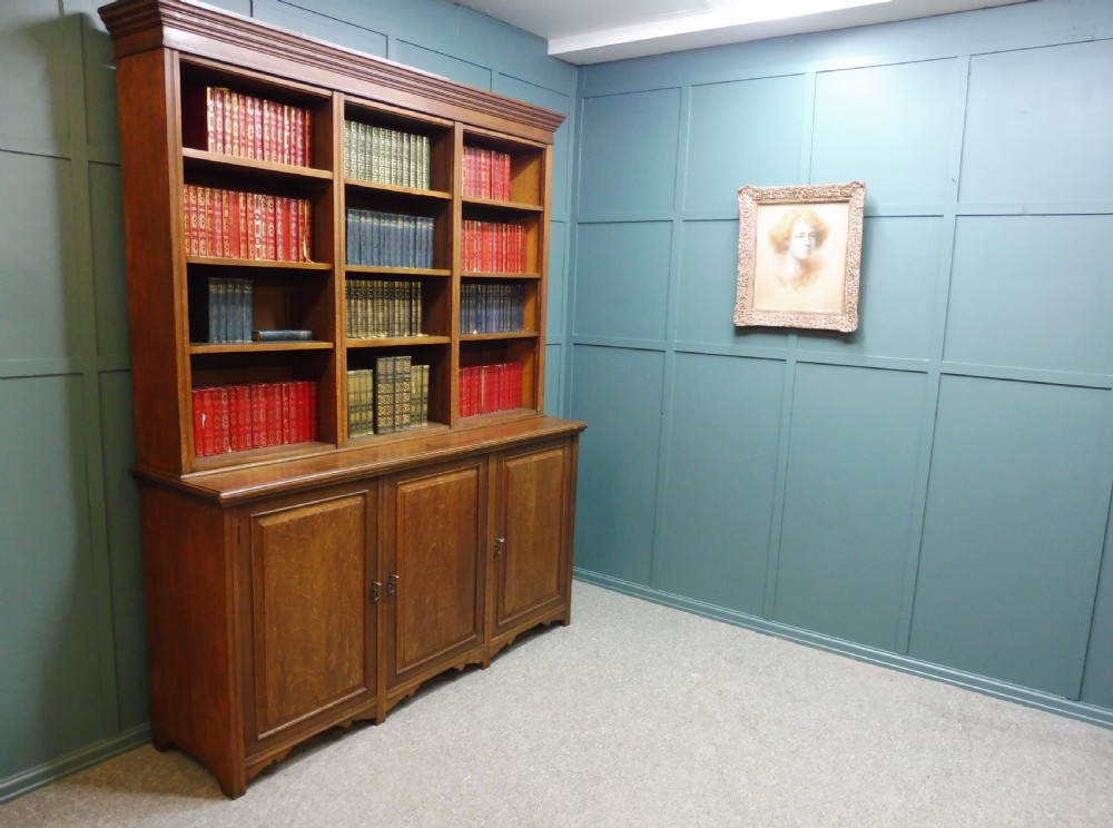LARGE ANTIQUE OAK OPEN TOP BOOKCASE View XII