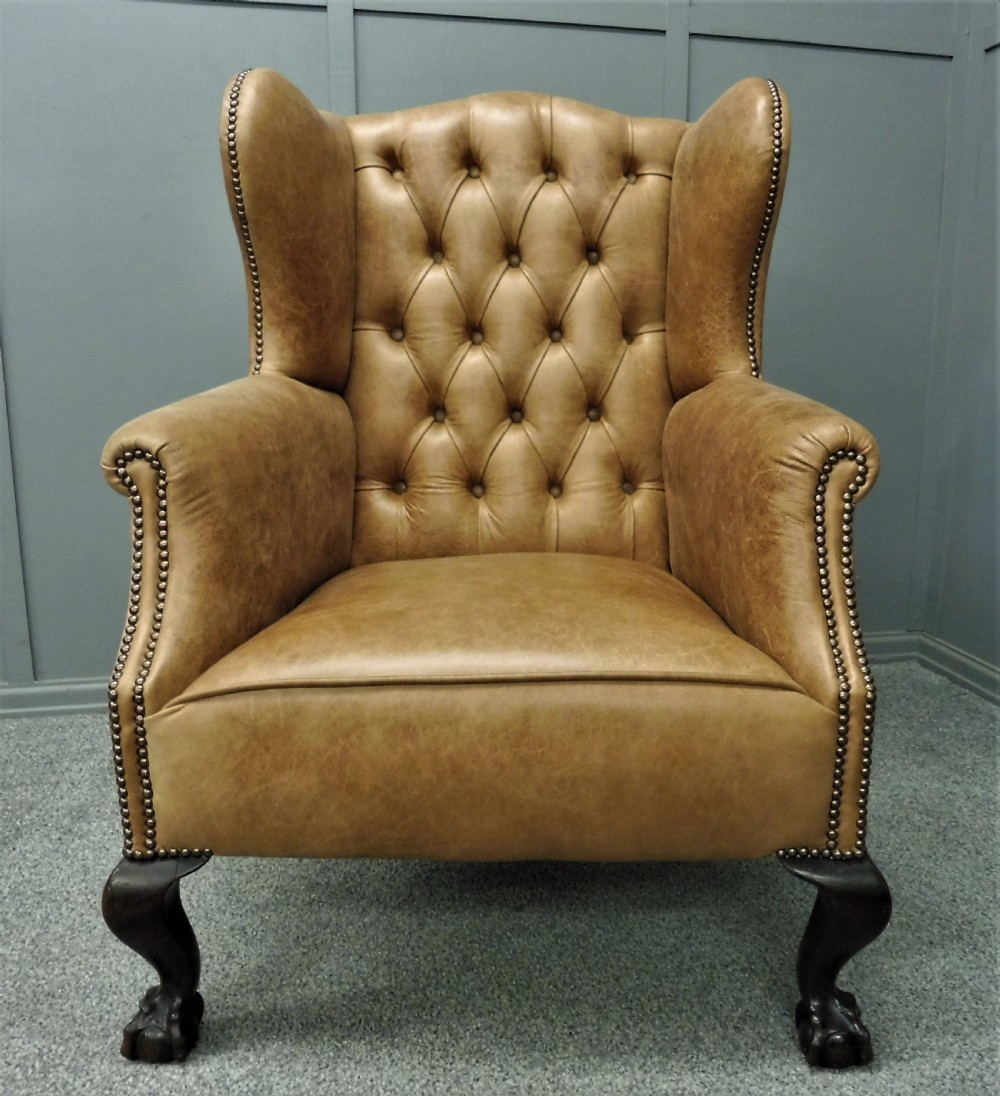 LEATHER WING ARMCHAIR CIRCA 1900 View II