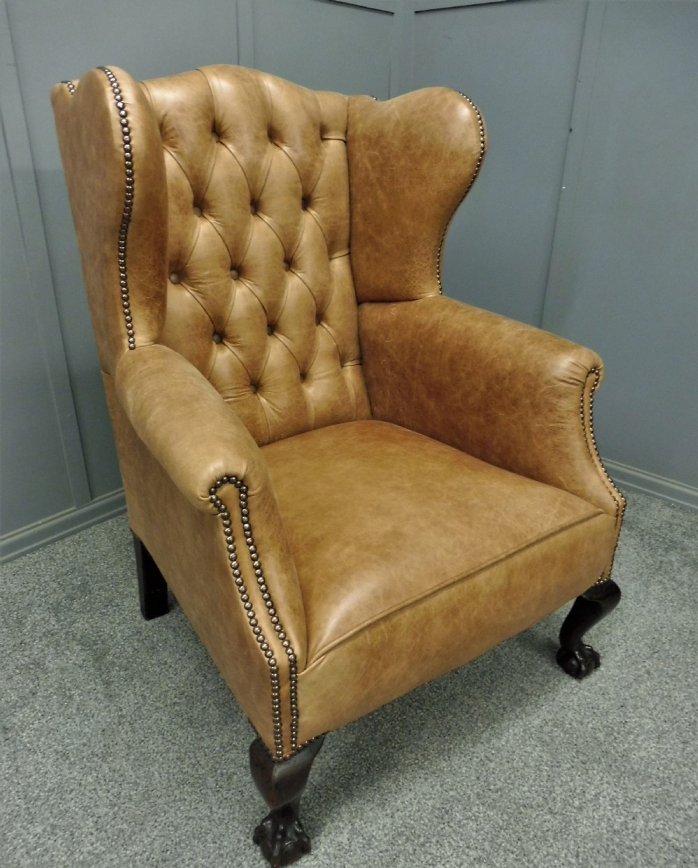 LEATHER WING ARMCHAIR CIRCA 1900 View III