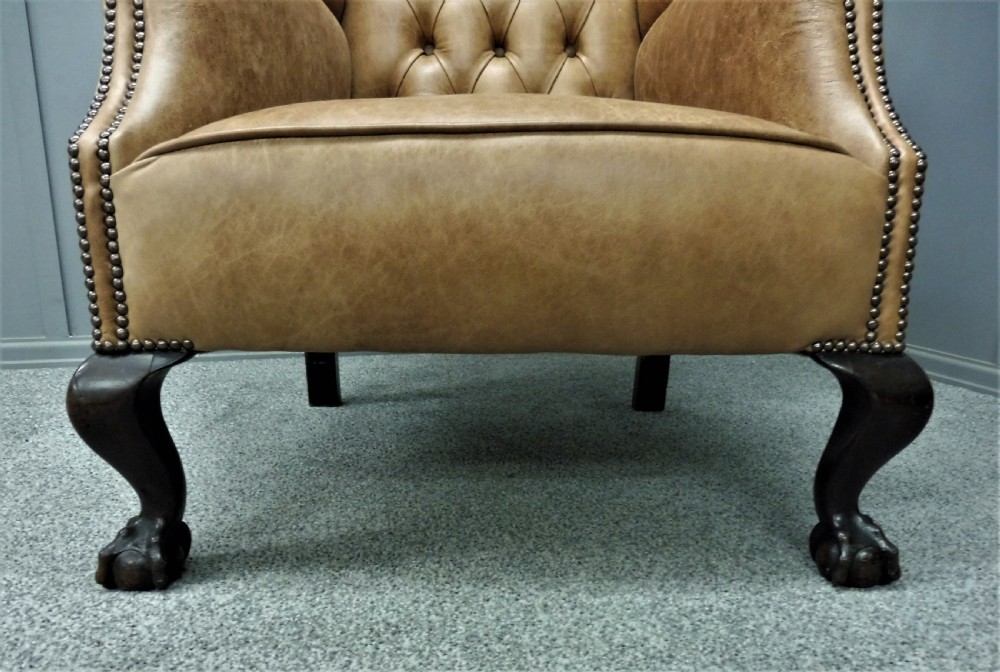 LEATHER WING ARMCHAIR CIRCA 1900 View IV