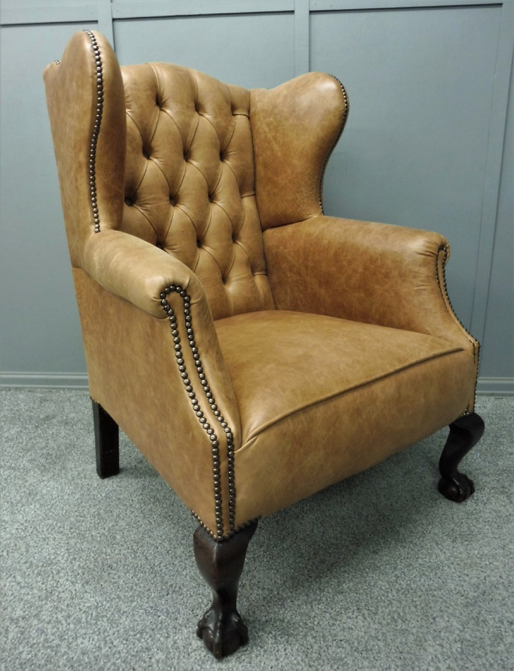 LEATHER WING ARMCHAIR CIRCA 1900 View VII