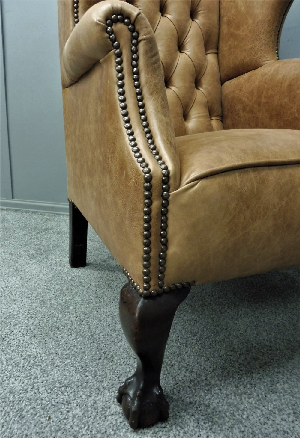 LEATHER WING ARMCHAIR CIRCA 1900 View VIII