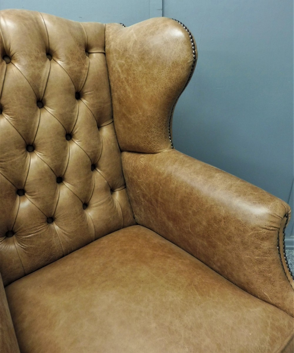 LEATHER WING ARMCHAIR CIRCA 1900 View IX