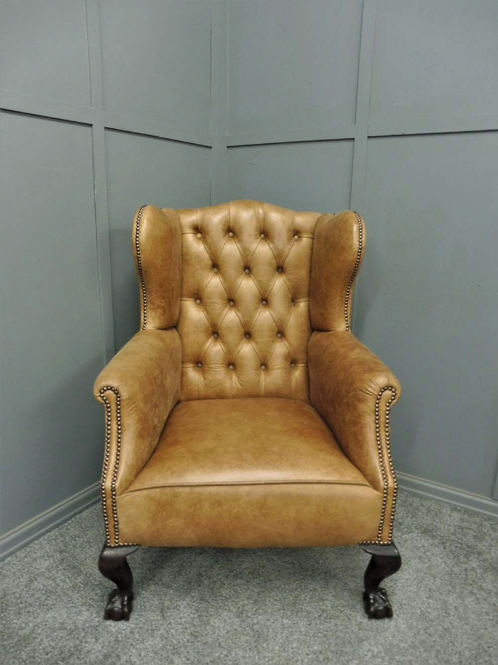 LEATHER WING ARMCHAIR CIRCA 1900 View XI