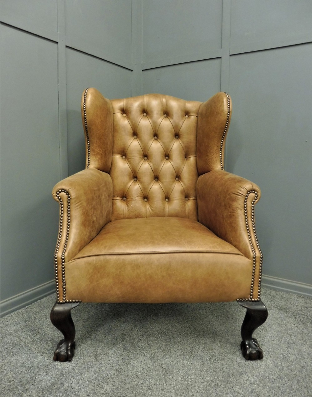 LEATHER WING ARMCHAIR CIRCA 1900 View XII