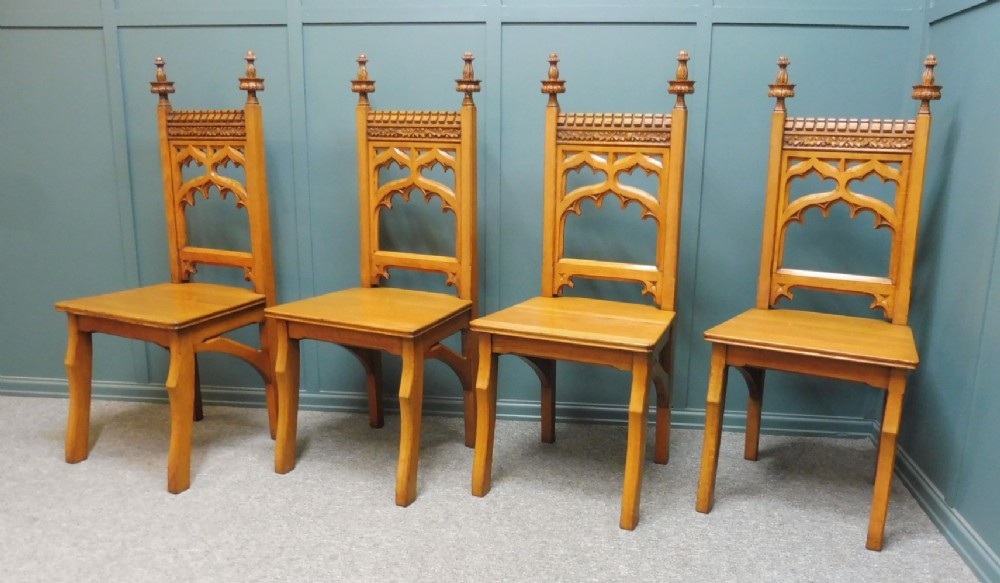 SET OF 4 ANTIQUE GOTHIC CHAIRS