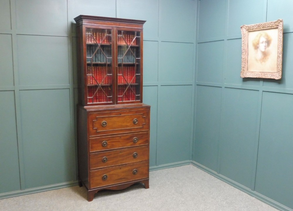 NARROW GEORGIAN SECRETAIRE BOOKCASE