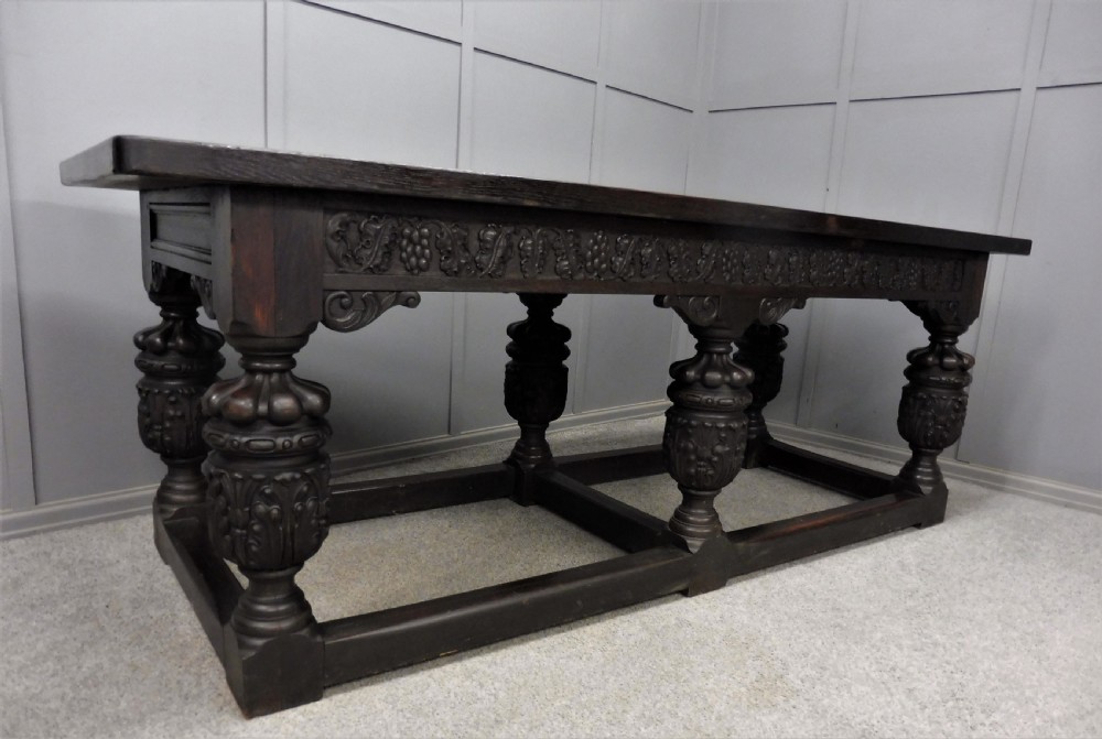 LARGE ELIZABETHAN STYLE DINING TABLE View II