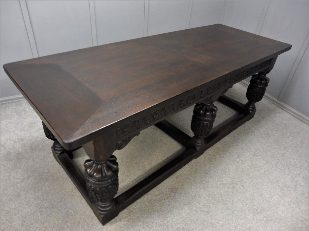 LARGE ELIZABETHAN STYLE DINING TABLE View X