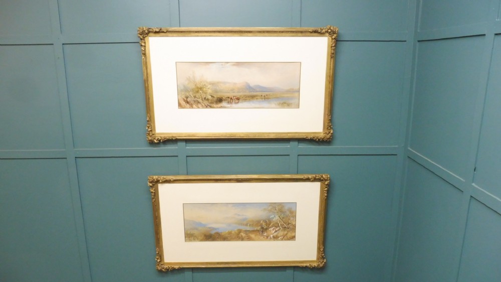 LARGE PAIR OF ENGLISH LAKE DISTRICT WATERCOLOURS
