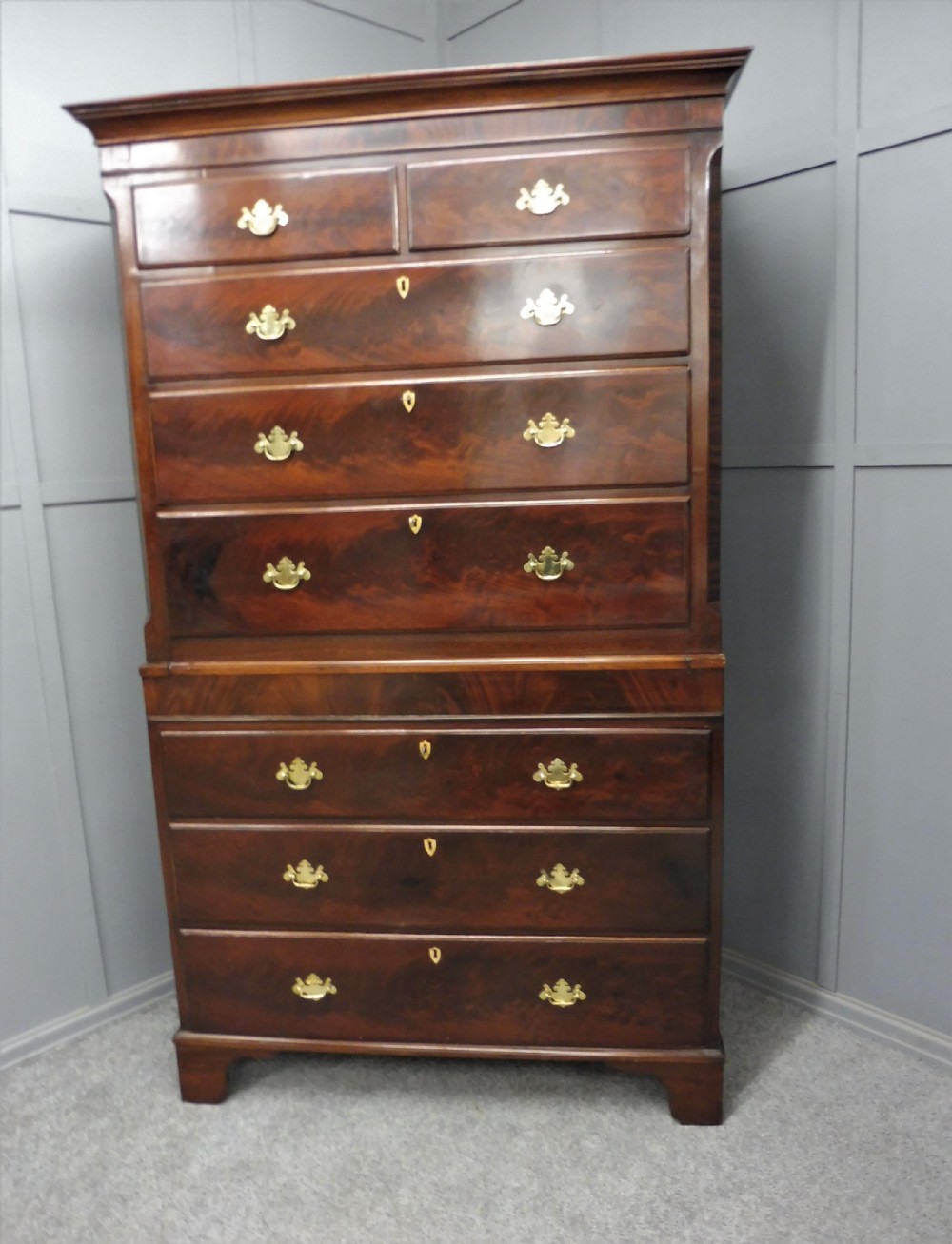 19th CENTURY MAHOGANY CHEST ON CHEST/TALLBOY View III