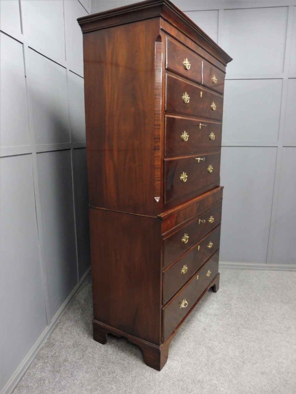 19th CENTURY MAHOGANY CHEST ON CHEST/TALLBOY View V