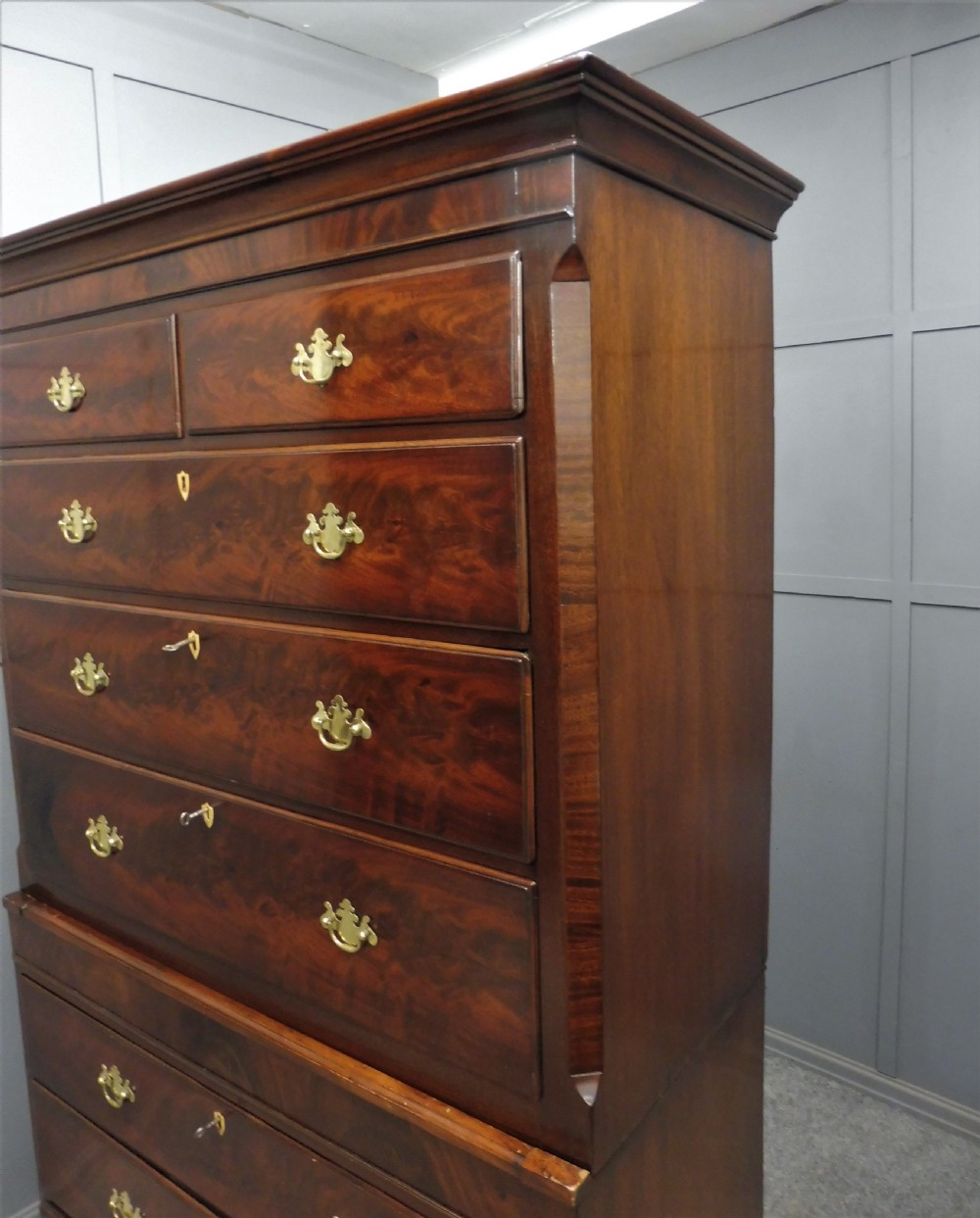 19th CENTURY MAHOGANY CHEST ON CHEST/TALLBOY View VII